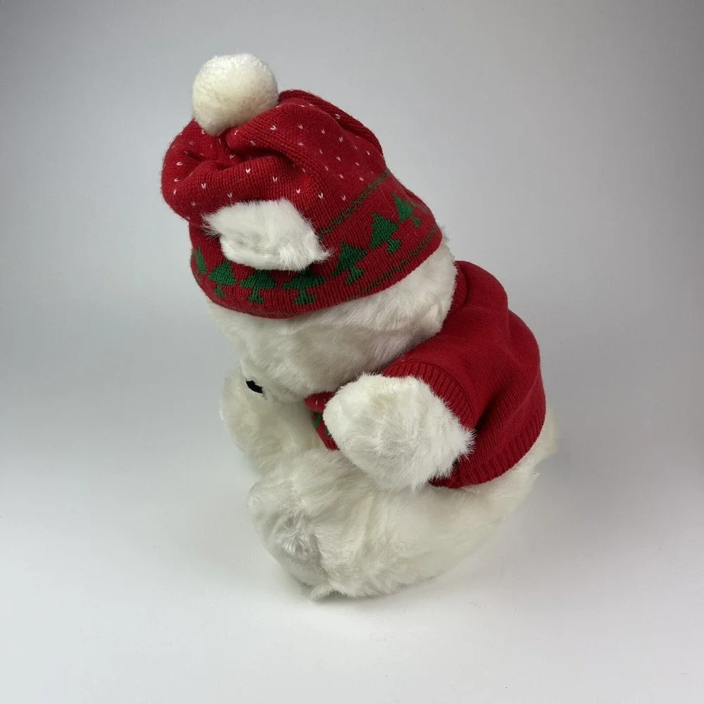 Winter White Teddy Bear Holiday Christmas Sweater Plush Animal  1987 Vintage 24